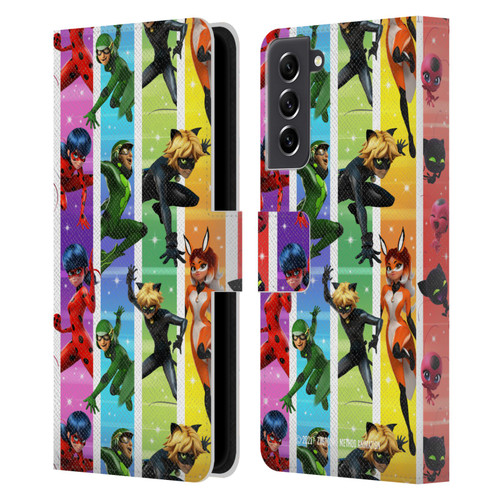 Miraculous Tales of Ladybug & Cat Noir Graphics Pattern Leather Book Wallet Case Cover For Samsung Galaxy S21 FE 5G