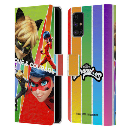 Miraculous Tales of Ladybug & Cat Noir Graphics Love & Courage Leather Book Wallet Case Cover For Samsung Galaxy M31s (2020)