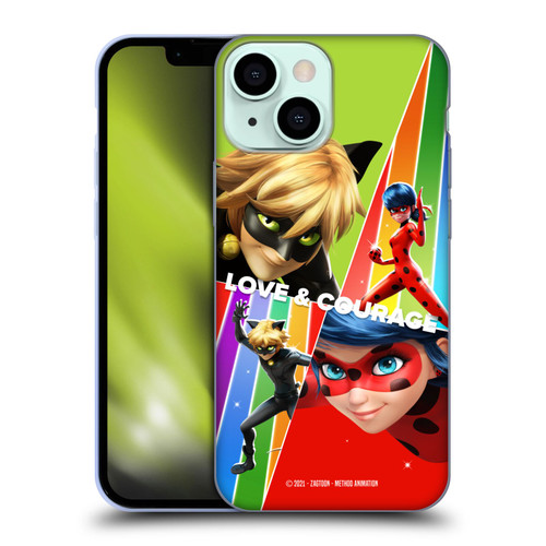 Miraculous Tales of Ladybug & Cat Noir Graphics Love & Courage Soft Gel Case for Apple iPhone 13 Mini