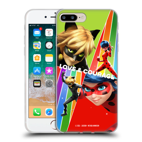 Miraculous Tales of Ladybug & Cat Noir Graphics Love & Courage Soft Gel Case for Apple iPhone 7 Plus / iPhone 8 Plus