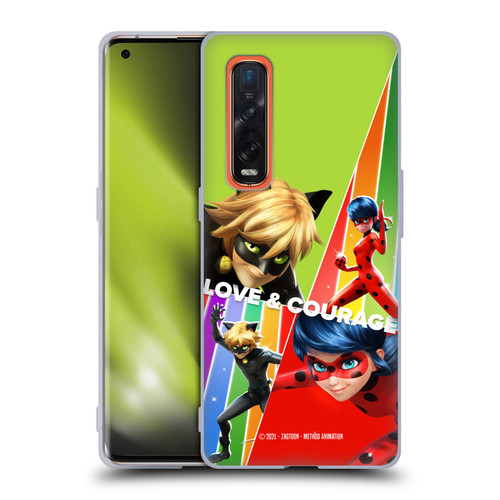 Miraculous Tales of Ladybug & Cat Noir Graphics Love & Courage Soft Gel Case for OPPO Find X2 Pro 5G