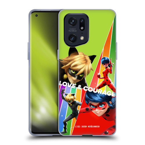 Miraculous Tales of Ladybug & Cat Noir Graphics Love & Courage Soft Gel Case for OPPO Find X5 Pro