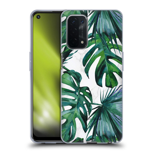 Nature Magick Tropical Palm Leaves On Marble Green Tropics Soft Gel Case for OPPO A54 5G