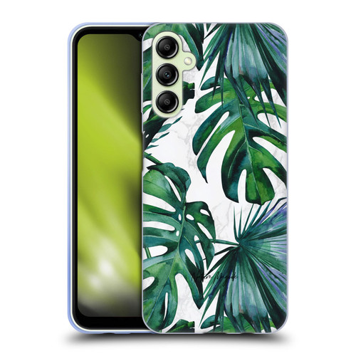 Nature Magick Tropical Palm Leaves On Marble Green Tropics Soft Gel Case for Samsung Galaxy A14 5G