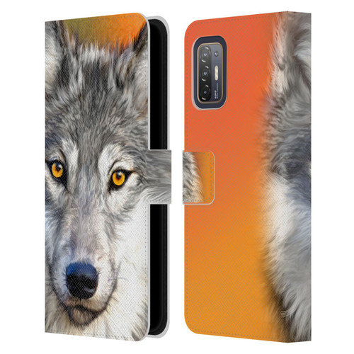 Aimee Stewart Animals Autumn Wolf Leather Book Wallet Case Cover For HTC Desire 21 Pro 5G