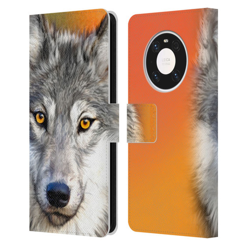 Aimee Stewart Animals Autumn Wolf Leather Book Wallet Case Cover For Huawei Mate 40 Pro 5G
