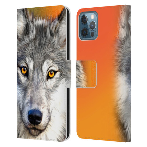 Aimee Stewart Animals Autumn Wolf Leather Book Wallet Case Cover For Apple iPhone 12 / iPhone 12 Pro