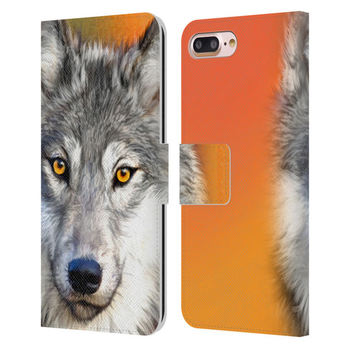 Aimee Stewart Animals Autumn Wolf Leather Book Wallet Case Cover For Apple iPhone 7 Plus / iPhone 8 Plus