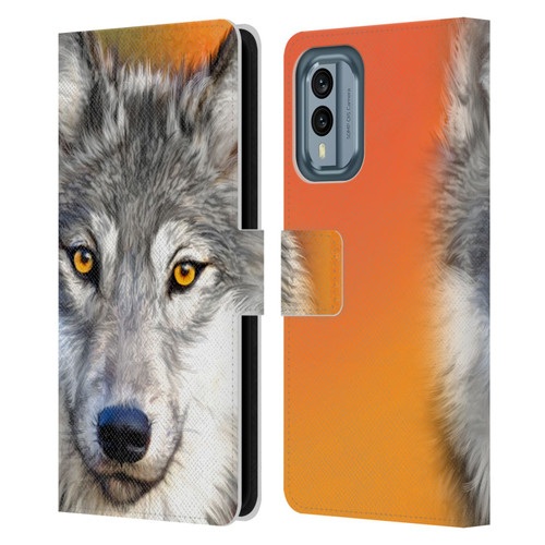 Aimee Stewart Animals Autumn Wolf Leather Book Wallet Case Cover For Nokia X30
