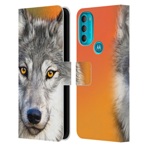 Aimee Stewart Animals Autumn Wolf Leather Book Wallet Case Cover For Motorola Moto G71 5G