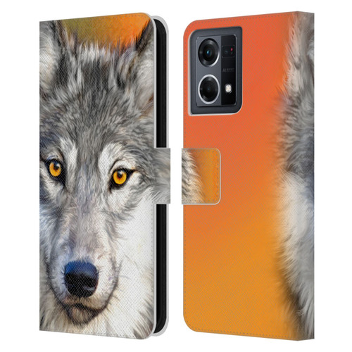 Aimee Stewart Animals Autumn Wolf Leather Book Wallet Case Cover For OPPO Reno8 4G