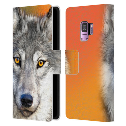 Aimee Stewart Animals Autumn Wolf Leather Book Wallet Case Cover For Samsung Galaxy S9