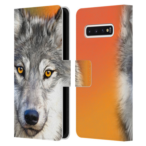 Aimee Stewart Animals Autumn Wolf Leather Book Wallet Case Cover For Samsung Galaxy S10