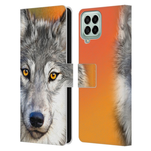 Aimee Stewart Animals Autumn Wolf Leather Book Wallet Case Cover For Samsung Galaxy M33 (2022)