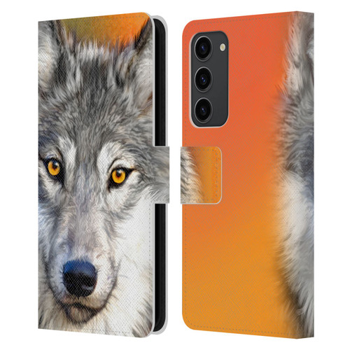 Aimee Stewart Animals Autumn Wolf Leather Book Wallet Case Cover For Samsung Galaxy S23+ 5G