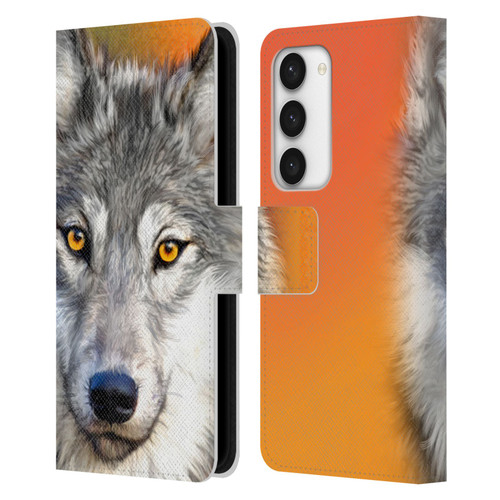 Aimee Stewart Animals Autumn Wolf Leather Book Wallet Case Cover For Samsung Galaxy S23 5G