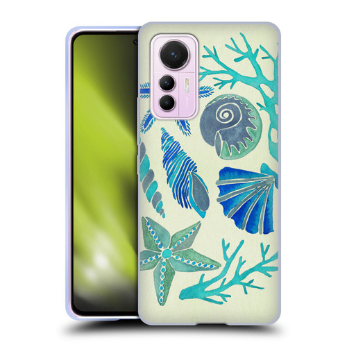 Cat Coquillette Sea Seashells Blue Soft Gel Case for Xiaomi 12 Lite