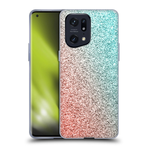PLdesign Sparkly Coral Coral Pink Viridian Green Soft Gel Case for OPPO Find X5 Pro