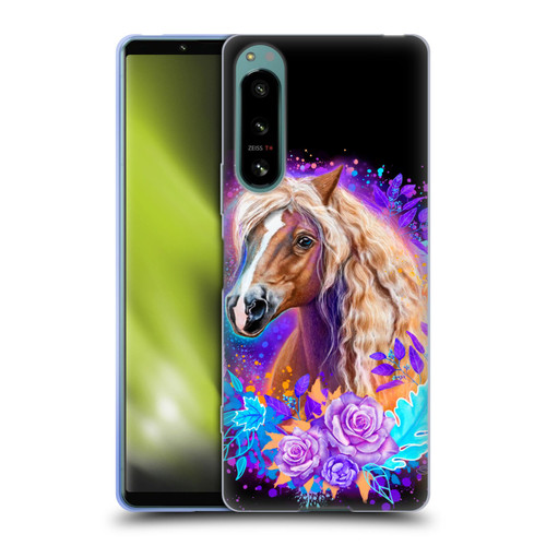 Sheena Pike Animals Purple Horse Spirit With Roses Soft Gel Case for Sony Xperia 5 IV