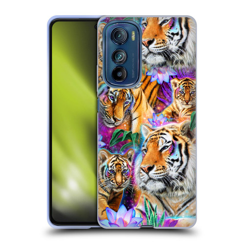Sheena Pike Big Cats Daydream Tigers With Flowers Soft Gel Case for Motorola Edge 30