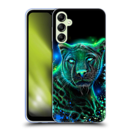 Sheena Pike Big Cats Neon Blue Green Panther Soft Gel Case for Samsung Galaxy A14 5G