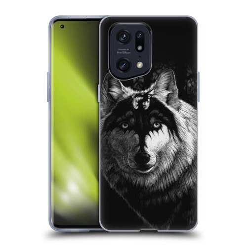 Stanley Morrison Black And White Gray Wolf With Dragon Marking Soft Gel Case for OPPO Find X5 Pro