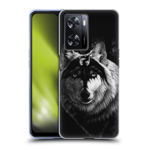 Stanley Morrison Black And White Gray Wolf With Dragon Marking Soft Gel Case for OPPO A57s