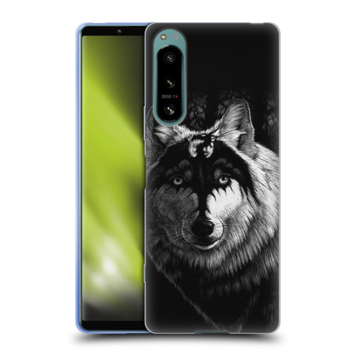 Stanley Morrison Black And White Gray Wolf With Dragon Marking Soft Gel Case for Sony Xperia 5 IV