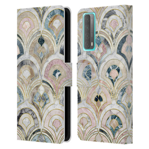 Micklyn Le Feuvre Marble Patterns Art Deco Tiles In Soft Pastels Leather Book Wallet Case Cover For Huawei P Smart (2021)