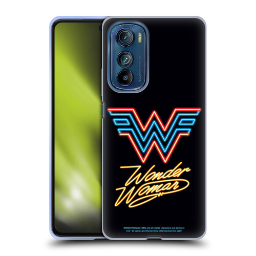 Wonder Woman 1984 Logo Art Neon Soft Gel Case for Motorola Edge 30