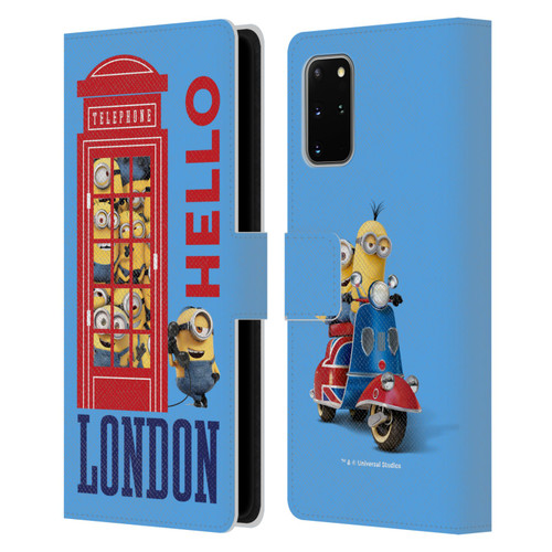 Minions Minion British Invasion Telephone Booth Leather Book Wallet Case Cover For Samsung Galaxy S20+ / S20+ 5G