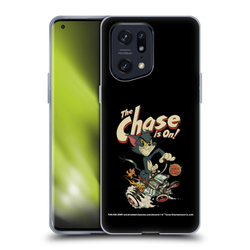 Tom and Jerry Typography Art The Chase Is On Soft Gel Case for OPPO Find X5 Pro
