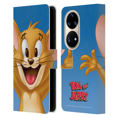Tom and Jerry Full Face Jerry Leather Book Wallet Case Cover For Huawei P50 Pro