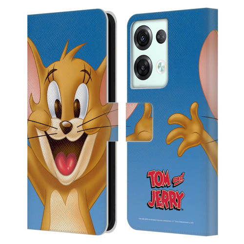 Tom and Jerry Full Face Jerry Leather Book Wallet Case Cover For OPPO Reno8 Pro