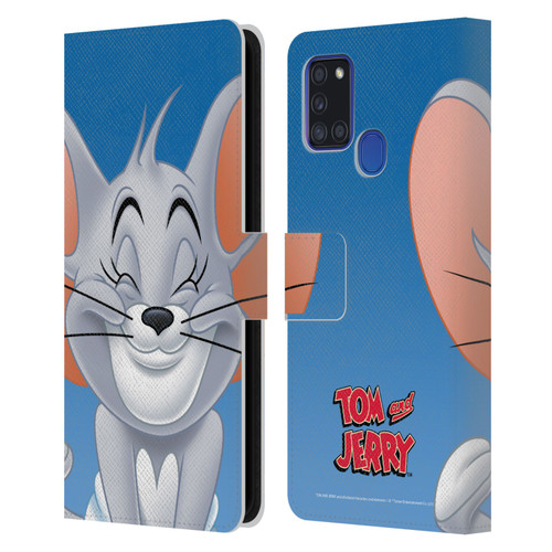 Tom and Jerry Full Face Nibbles Leather Book Wallet Case Cover For Samsung Galaxy A21s (2020)