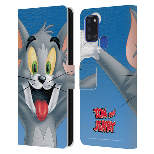 Tom and Jerry Full Face Tom Leather Book Wallet Case Cover For Samsung Galaxy A21s (2020)