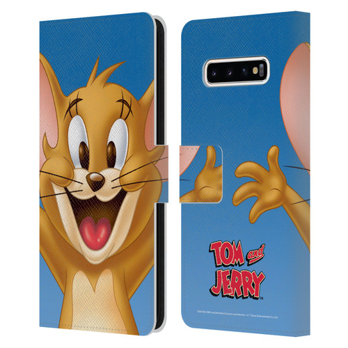 Tom and Jerry Full Face Jerry Leather Book Wallet Case Cover For Samsung Galaxy S10+ / S10 Plus