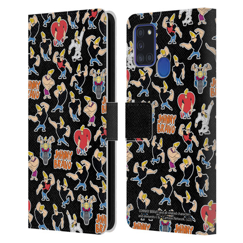 Johnny Bravo Graphics Pattern Leather Book Wallet Case Cover For Samsung Galaxy A21s (2020)