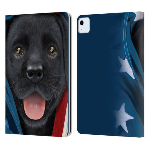 Vincent Hie Canidae Patriotic Black Lab Leather Book Wallet Case Cover For Apple iPad Air 2020 / 2022