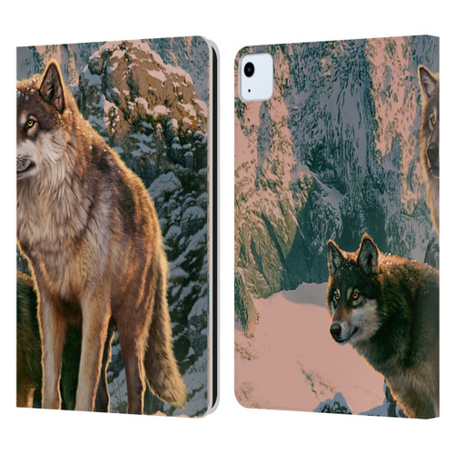 Vincent Hie Canidae Wolf Couple Leather Book Wallet Case Cover For Apple iPad Air 2020 / 2022