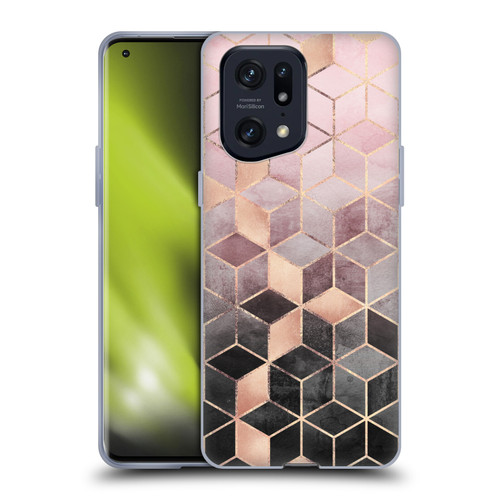 Elisabeth Fredriksson Cubes Collection Pink And Grey Gradient Soft Gel Case for OPPO Find X5 Pro