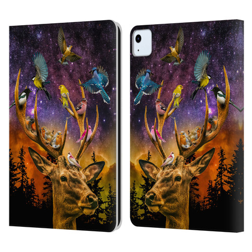 Dave Loblaw Animals Deer and Birds Leather Book Wallet Case Cover For Apple iPad Air 11 2020/2022/2024