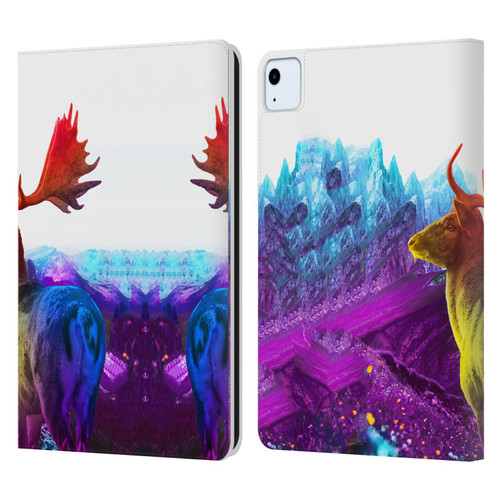 Dave Loblaw Animals Purple Mountain Deer Leather Book Wallet Case Cover For Apple iPad Air 11 2020/2022/2024