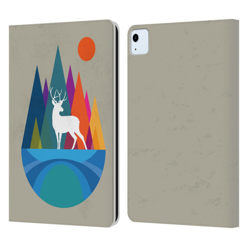 Dave Loblaw Contemporary Art Mountain Deer Leather Book Wallet Case Cover For Apple iPad Air 11 2020/2022/2024