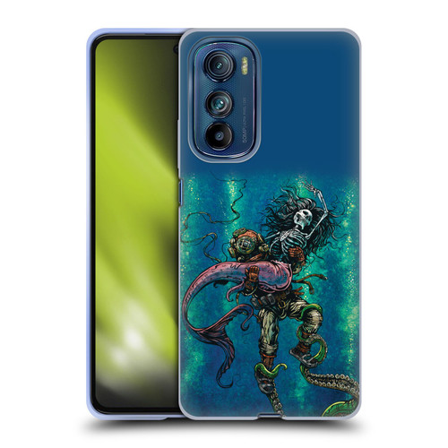 David Lozeau Colourful Grunge Diver And Mermaid Soft Gel Case for Motorola Edge 30