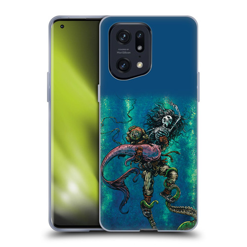 David Lozeau Colourful Grunge Diver And Mermaid Soft Gel Case for OPPO Find X5 Pro