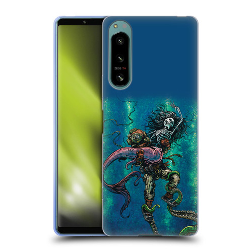 David Lozeau Colourful Grunge Diver And Mermaid Soft Gel Case for Sony Xperia 5 IV