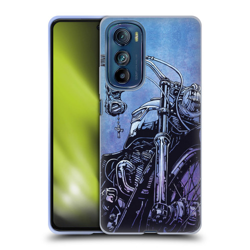 David Lozeau Skeleton Grunge Motorcycle Soft Gel Case for Motorola Edge 30