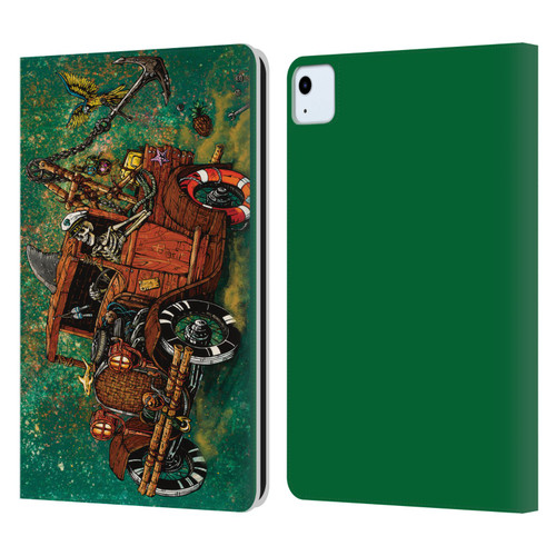 David Lozeau Skeleton Grunge Tiki Towing Leather Book Wallet Case Cover For Apple iPad Air 11 2020/2022/2024