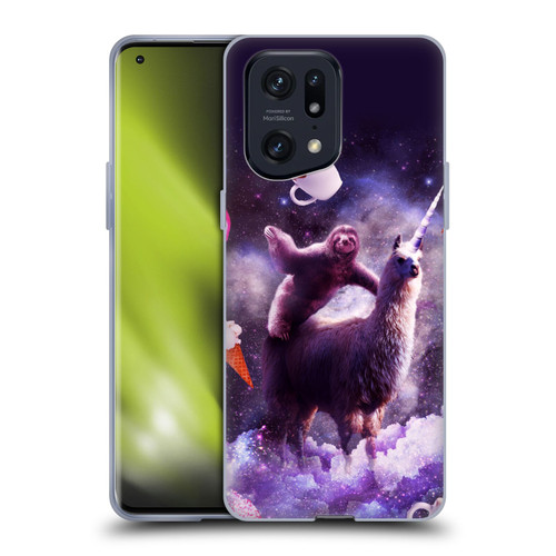 Random Galaxy Mixed Designs Sloth Riding Unicorn Soft Gel Case for OPPO Find X5 Pro